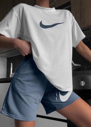 Реал фото😍 женский летний костюм в стиле найк nike оверсайз комплект футболка и шорты