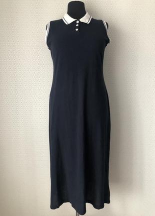 Трикотажное комфортное длинное темно-синее платье спорт -шик, giani feroti, размер xl (l-3xl)