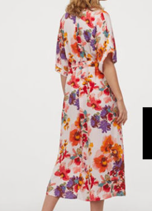 Новое цветочное платье миди h&m вискозное платье халат цветочный принт цветы