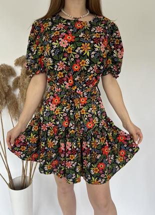 Мини сарафан в цветочный принт платье из платья
