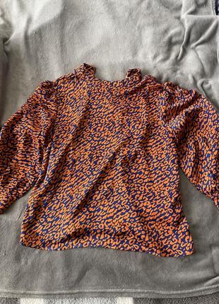 Яскрава блуза, кофтинка леопард сине помаранчевий л-хл