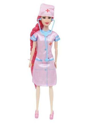 Уценка. кукла "медсестра" в розовом вывернута нога и нет руки
