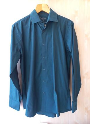 Taylor & wright  шикарная рубашка уникального  морского цвета темно сине  зеленого
