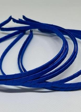 Обруч для волос обмотан атласной лентой, ширина 5 мм, цвет синий, шт., синій