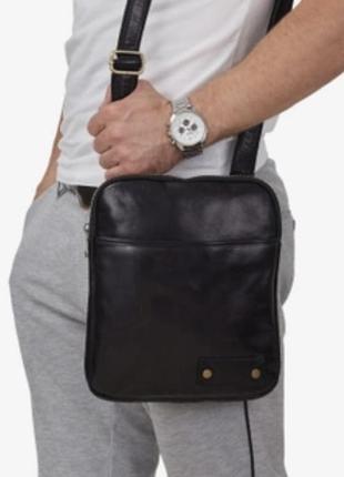 Сумка чёрная мужская мужская сумка кожаная сумка мужская через плечо итальянская сумка мужская virginia conti