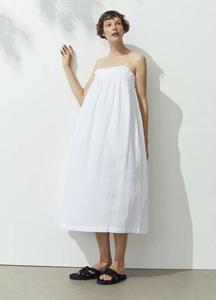 Бавовняна сукня, довга біла сукня оверсайз, літня легка сукня-сарафан від h&m