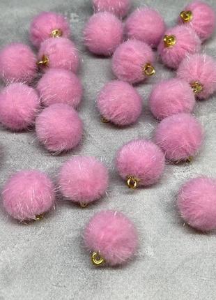 Кулон, підвіска (хутро), 15 мм, колір-рожевий, шт, рожевий