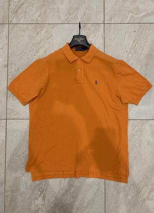 Яркая футболка поло polo ralph lauren оранжевая