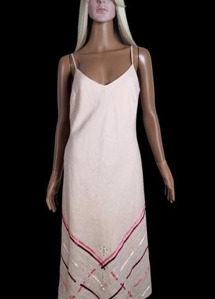 Невероятное дизайнерское льняное платье миди john rocha
