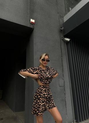 Топовий літній леопардовий комплект петля стильний жіночий костюм футболка і шорти