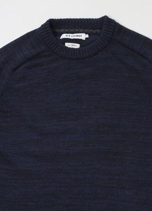 Оригінальний вовняний (шерсть) светр в текстуру / меланж темно-синого кольору від ben sherman