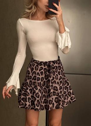 Хітова леопардова спідниця - шорти міні стильна юбка софт
