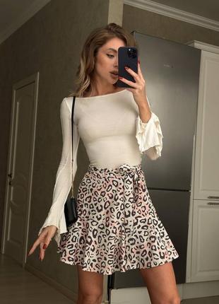 Хитовая леопардовая юбка - шорты мини стильная юбка софт