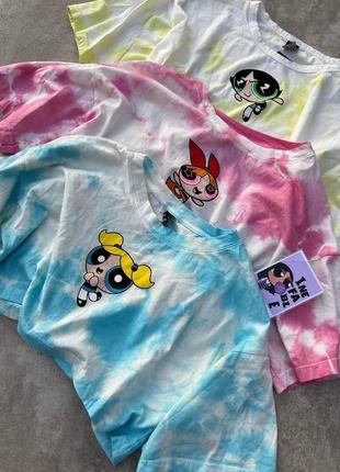 Трендовый оверсайз топ tie dye из super powerpuff girls