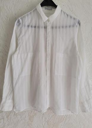 Стильна біла бавовняна легка оверсайз  сорочка блуза від drykorn for beautiful people