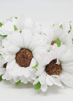 Букет хризантем (ткань), 5 см, цвет белый, 6 шт., білий
