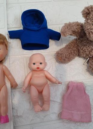 Лот игрушек: мишка тедди, пупс 12 см и куколка 17 см