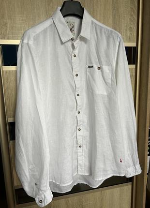 Белая льняная рубашка, рубашка с длинным рукавом, рубашка из льна