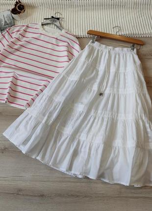 Белая хлопковая юбка с вышивкой bm casual p xl