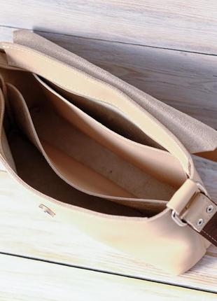 Женская кожаная сумка виталия , натуральная кожа, цвет бежевый5 фото