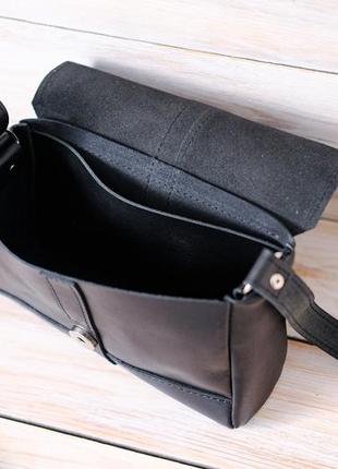 Жіноча шкіряна сумка мілана, натуральна шкіра італійський краст, колір чорний5 фото