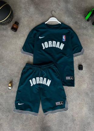 Летний мужской костюм jordan бирюзовый &lt;unk&gt; комплект шорты + футболка джордан