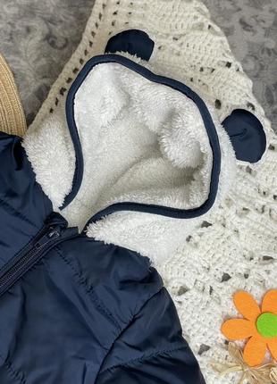 1+1=3 🧸 комбинезон matalan 0-3 56-62 демисезонный с ушками синий белый для мальчика2 фото