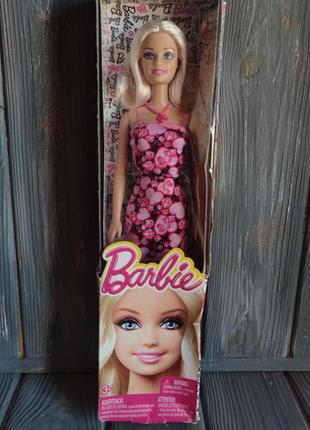 Кукла barbie супер стиль розовое короткое платье в цветочек