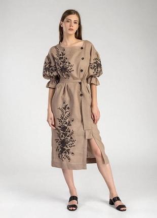 Etnodim вишита сукня beige swan вишиванка