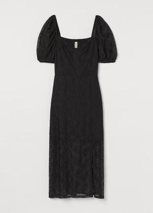 Черное сетевое платье, черное длинное платье от бренда h&amp;m
