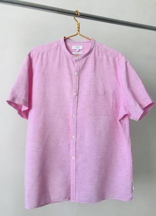 Шикарна лляна сорочка next, рожевого кольору, розмір xxl