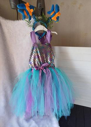 Карнавальний маскарадний костюм плаття сукня русалка русалонька аріель 5-6 років