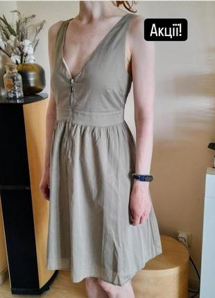 Бавовняна сукня- сарафан кольору хакі від бренду h&m