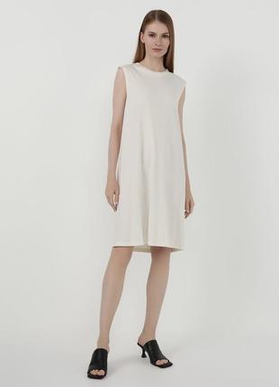 Белое трикотажное платье, белое сукн-туника, молочная туника от бренда h&m