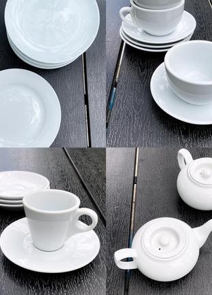 Білий посуд helfer для кавʼярні/кафе/ресторану чайний набір десертні тарілки заварник