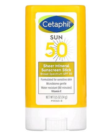 Cetaphil sheer mineral sunscreen stick прозрачный минеральный солнцезащитный крем-стик с широким спектром действия spf502 фото