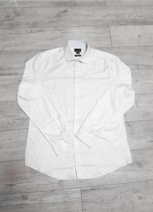 Рубашка рубашка мужская белая длинный рукав коттон 100% бренд "h&amp;m"