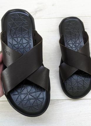 Шльопанці чоловічі шкіряні темно-коричневі zlett 3262