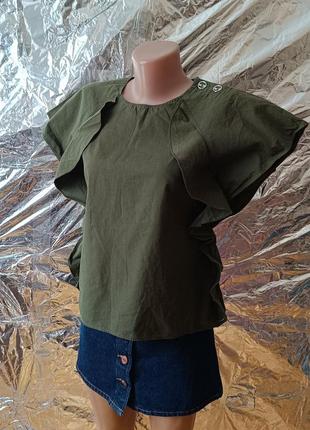 Распродажа по 50!🥰 стильная хаки блузка блуза женская zara xs