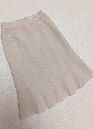 Міді спідниця льон беж 40/12/48/l/38/10/46/m