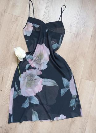 Oysho пеньюар миди ночная рубашка цветы s-м размер