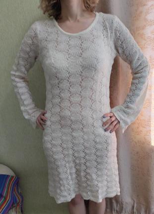 Белое вязаное платье only