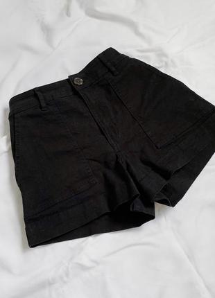 Базові чорні джинсові шорти h&m жіночі короткі бавовняні літні весняні з накладними кишенями