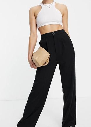 Широкие черные брюки stradivarius