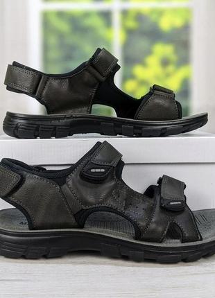 Сандалії босоніжки чоловічі сірі на липучках manzlon 3741