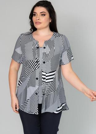 Женская летняя блуза больших размеров из штапеля