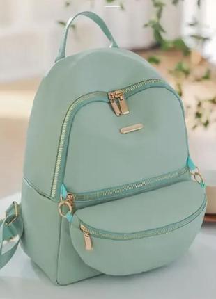 Жіночий рюкзак класичний нагрудна сумка набір norden зелений текстиль