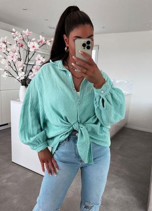 Сорочка оверсайз жіноча рубашка муслін3 фото