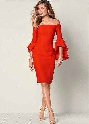 Платье женское оранжевое красное