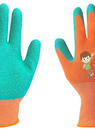 Neo tools рукавички робочі дитячі, латексне покриття, поліестер, дихаюча верхня частина, малюнок, р.5,